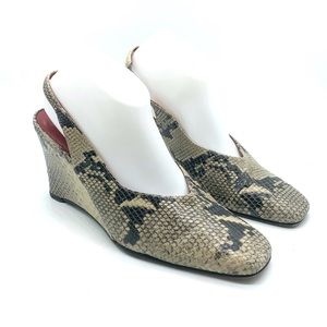 DONALD PLINER SNAKESKIN WEDGE MULE SIZE 9.5